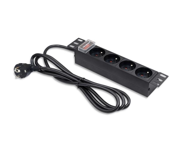 Qoltec Aluminiowa Listwa zasilająca PDU do RACK 10'' 1U 16A 4xFR - 1257508 - zdjęcie